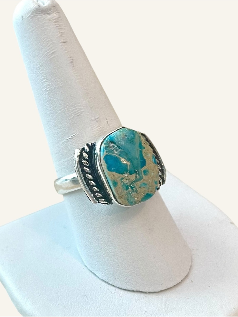 Blue Sea Sediment Jasper Gemstone Ring Size 9 - Picture 3 of 6